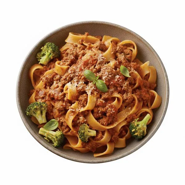 Bolognese alla Casa with Cheesy Broccoli
